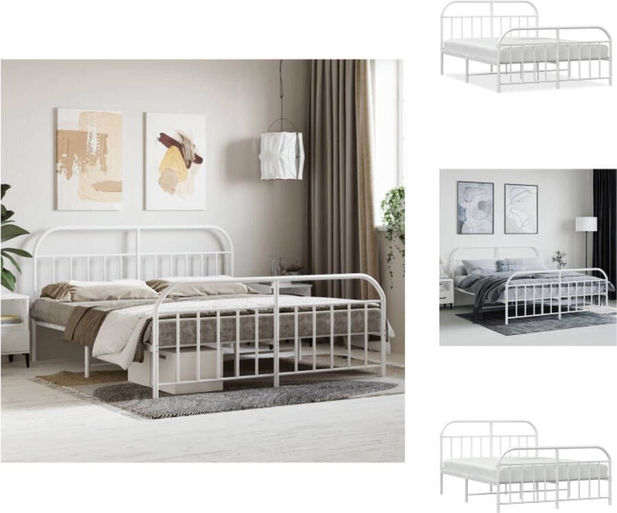 VidaXL Klassiek Bedframe Metalen Constructie Met Opbergruimte 207 x 166 x 100 cm Wit Montage vereist Bed - Foto 2