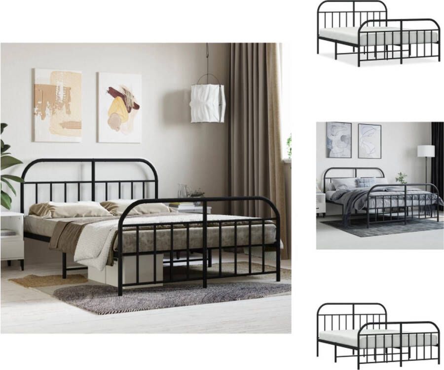 VidaXL Klassiek Bedframe Metalen Constructie Metalen Latten Extra Opbergruimte Functioneel Hoofd- en Voeteneinde Zwart 207 x 156 x 100 cm Bed - Foto 2