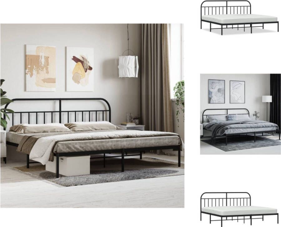 VidaXL Klassiek Bedframe Metalen Constructie Ondersteuning Opbergruimte Zwart Bed