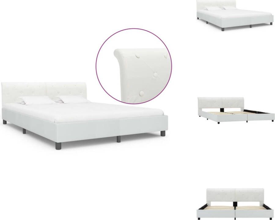 VidaXL klassiek bedframe wit 212 x 164 x 64 cm houten frame MDF kunstleer geschikt voor matras 160 x 200 cm Bed