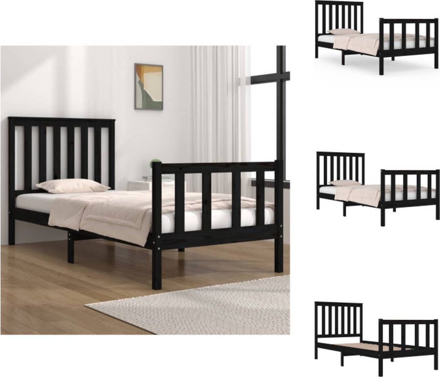 VidaXL klassiek bedframe zwart 195.5 x 95.5 x 69.5 cm massief grenenhout Bed