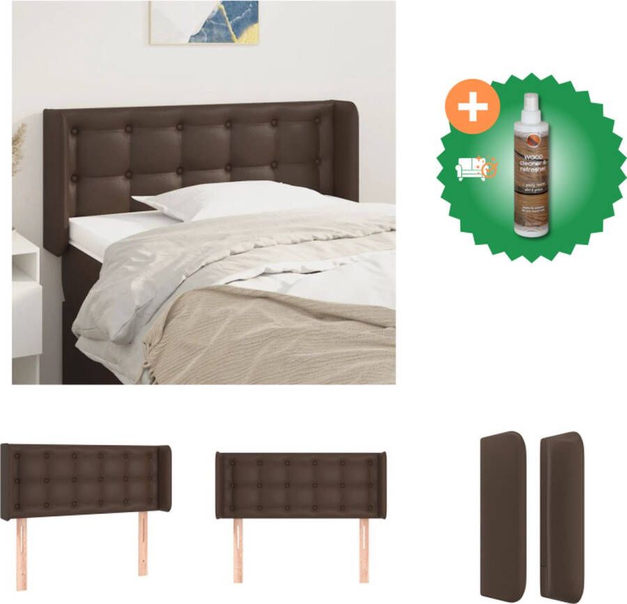 VidaXL Klassiek Bruin Hoofdbord 93x16x78 88 cm Duurzaam Kunstleer Verstelbare Hoogte Stevige Poten Bedonderdeel Inclusief Houtreiniger en verfrisser