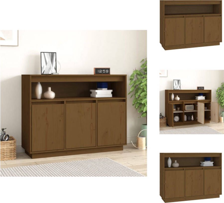 VidaXL Klassiek Dressoir Massief Grenenhout 104.5 x 34 x 80 cm (B x D x H) Honingbruin Keukenkast