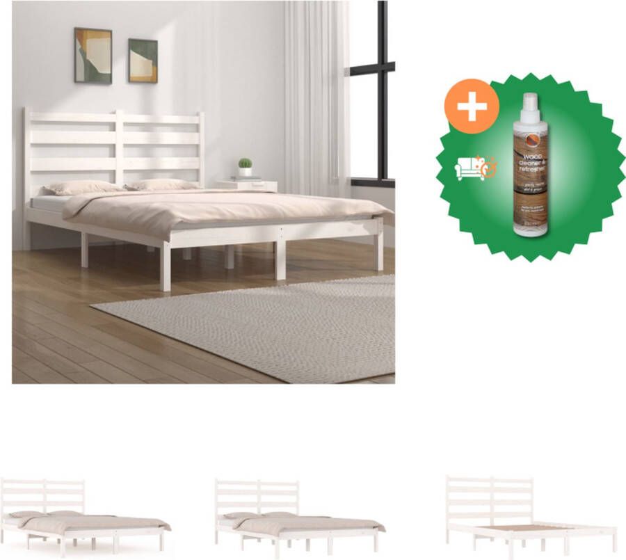 VidaXL Bedframe Grenenhout 120 x 190 cm (4FT) Wit Stabiel en comfortabel Matras niet inbegrepen Montage vereist Levering bevat 1 x bedframe 1 x hoofdeind Bed Inclusief Houtreiniger en verfrisser - Foto 6