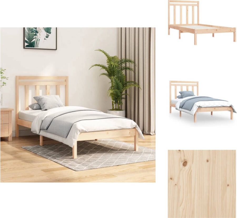 VidaXL Klassiek Grenenhouten Bedframe 195.5 x 95.5 x 31 cm Multiplex Lattenbodem 90 x 190 cm (3FT Single) Montage vereist Bed