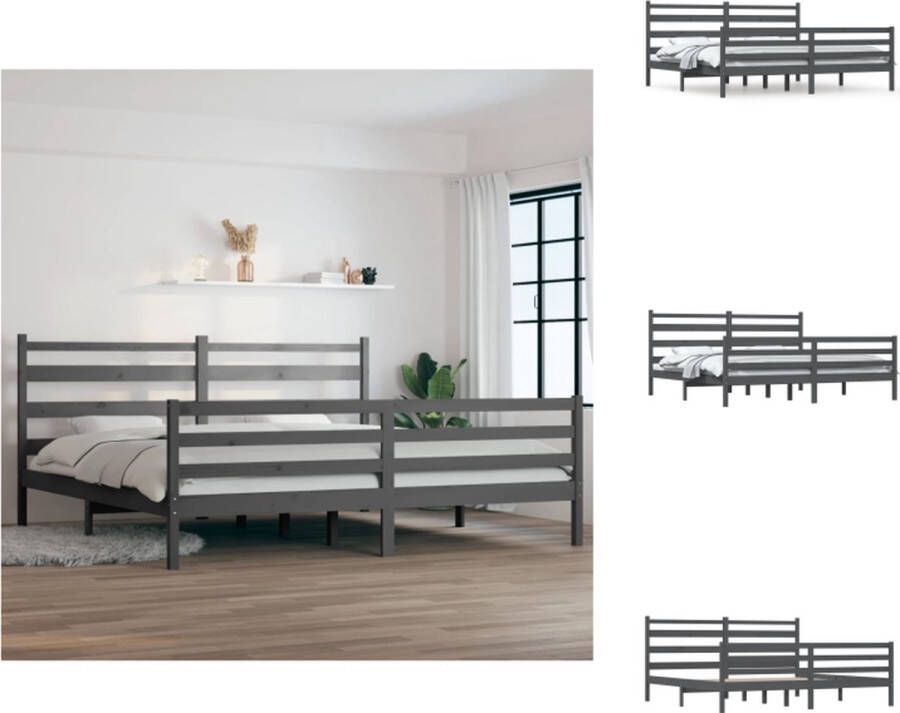 VidaXL Klassiek Grenenhouten Bedframe 205.5 x 206 x 100 cm Rustieke uitstraling Bed
