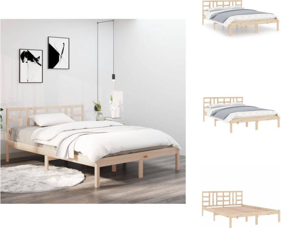 VidaXL Klassiek Grenenhouten Bedframe 205.5x205.5x31cm Onbehandeld Multiplex Lattenbodem Geschikt voor 200x200 cm matras (Montage vereist) Bed