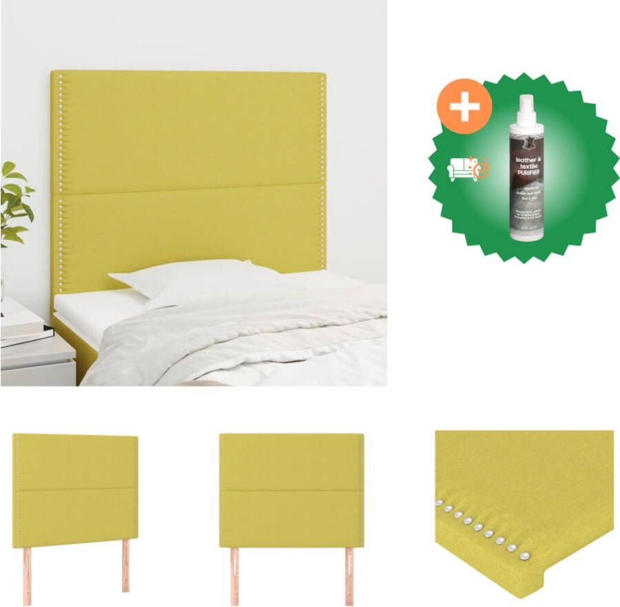 VidaXL Klassiek Groen Gestoffeerd Hoofdbord 80 x 5 x 118 128 cm Verstelbare Hoogte Stabiele Poten Comfortabele Ondersteuning Elegant Ontwerp Inclusief 2 Hoofdeinden Bedonderdeel Inclusief Reiniger - Foto 2