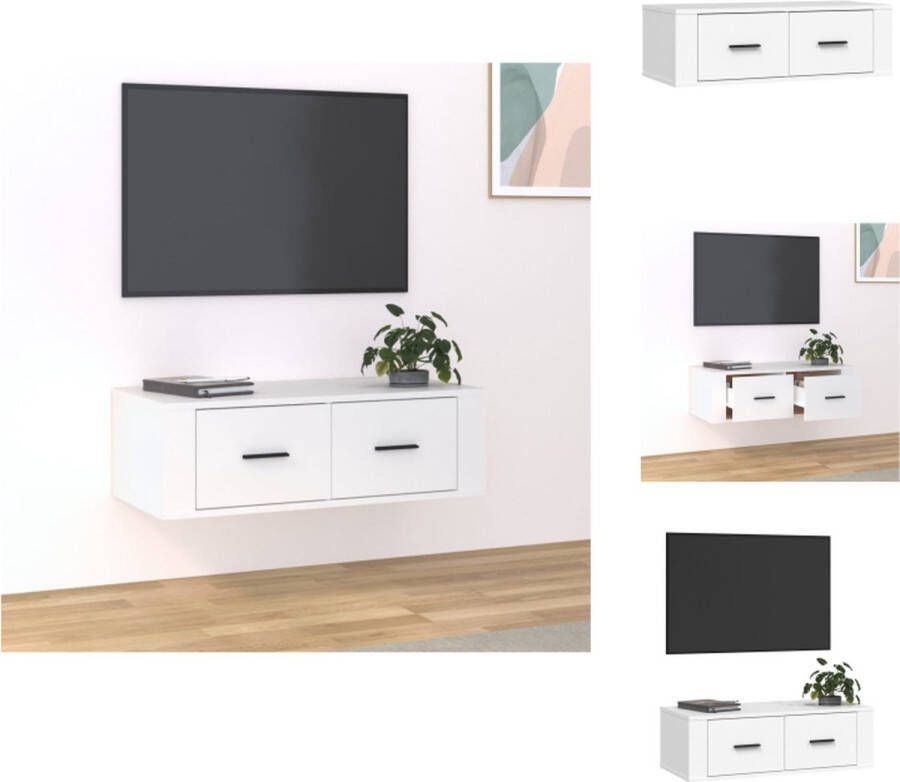 VidaXL Tv-kast Tv-kasten Tv-meubel Hifi-meubel Tv-hangmeubel 80x36x25 cm bewerkt hout wit - Foto 2