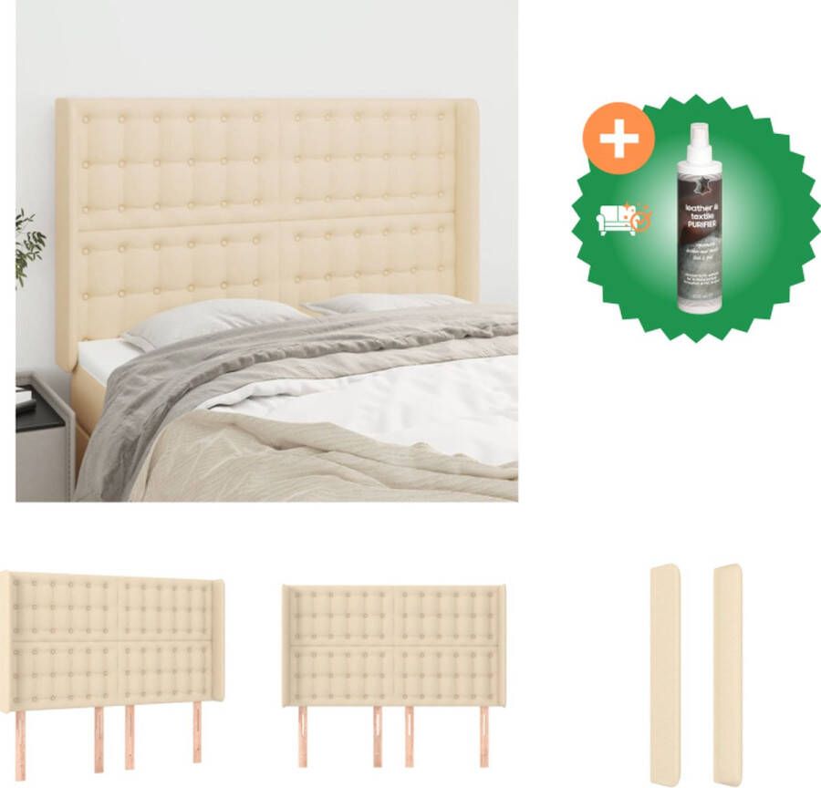 VidaXL Klassiek Hoofdbord Complete Uitstraling Duurzaam Materiaal Stevige Poten Verstelbare Hoogte Comfortabele Ondersteuning Kleur Crème Afmetingen 147x16x118 128 cm Bedonderdeel Inclusief Reiniger