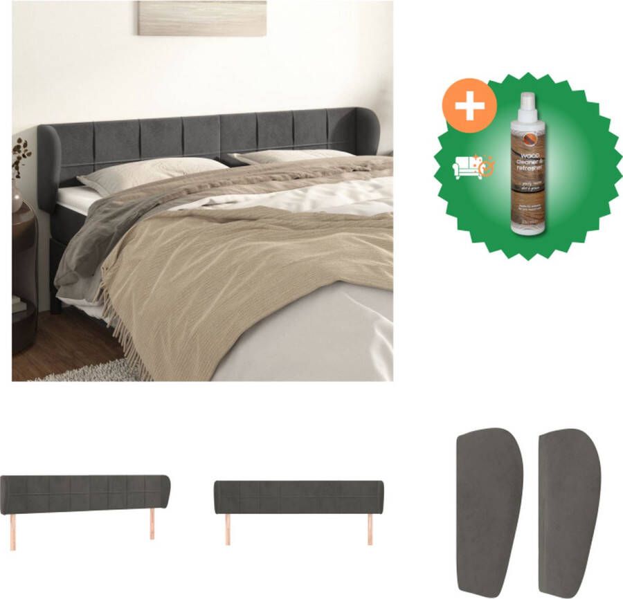 VidaXL Klassiek Hoofdbord 183x23x78 88 cm Fluwelen Stof Stevige Houten poten Bedonderdeel Inclusief Houtreiniger en verfrisser