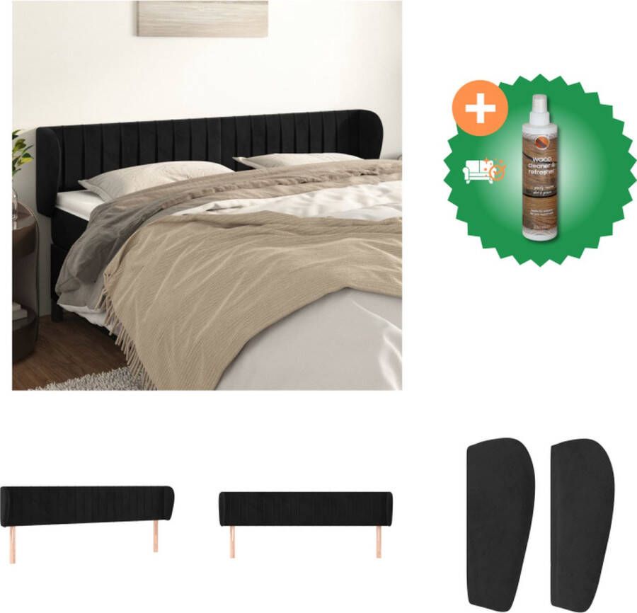 VidaXL Klassiek Hoofdbord 183x23x78 88 cm Zacht fluweel Stevige poten Verstelbare hoogte Comfortabele ondersteuning Bedonderdeel Inclusief Houtreiniger en verfrisser