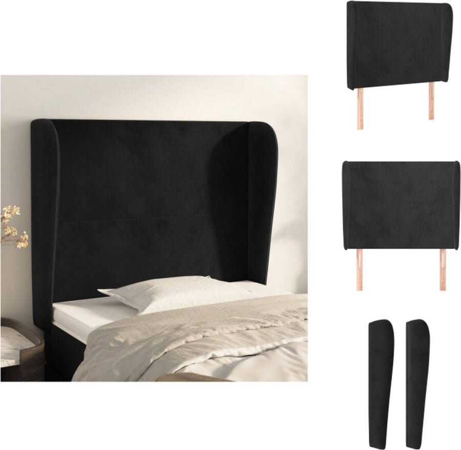 VidaXL Hoofdbord Hoofdborden Hoofdeinde Houten Hoofdbord met randen 93x23x118 128 cm fluweel zwart
