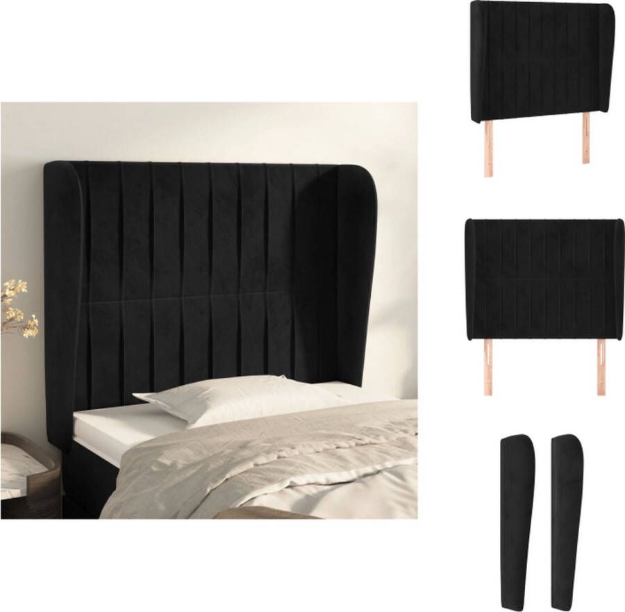 VidaXL Hoofdbord Hoofdborden Hoofdeinde Houten Hoofdbord met randen 93x23x118 128 cm fluweel zwart - Foto 2