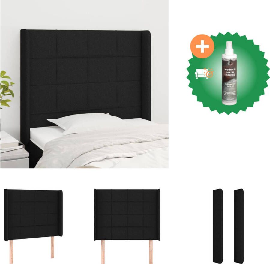 VidaXL Klassiek Zwarte Hoofdbord 103x16x118 128 cm Duurzaam materiaal Stevige houten poten Verstelbare hoogte Comfortabele ondersteuning Bedonderdeel Inclusief Reiniger