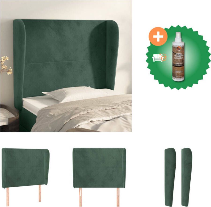 VidaXL Klassiek Hoofdbord Bedombouw 103 x 23 x 118 128 cm Donkergroen Fluweel Bedonderdeel Inclusief Houtreiniger en verfrisser