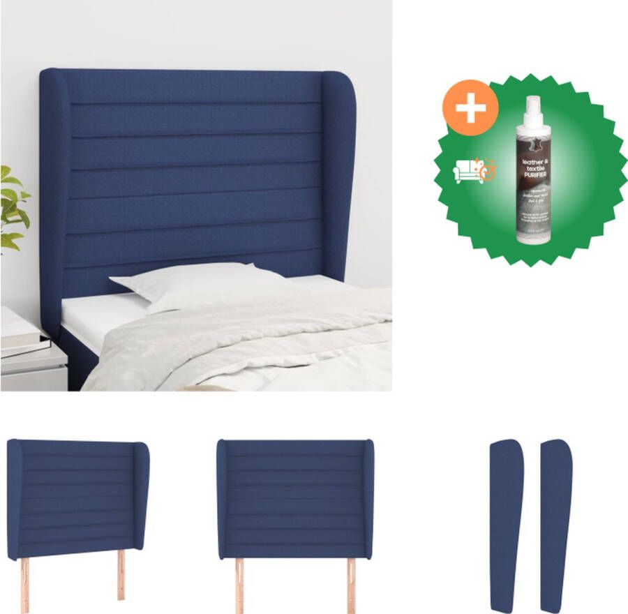 VidaXL Hoofdbord Klassiek Blauw 103 x 23 x 118 128 cm Duurzaam stof en houten poten Bedonderdeel Inclusief Reiniger