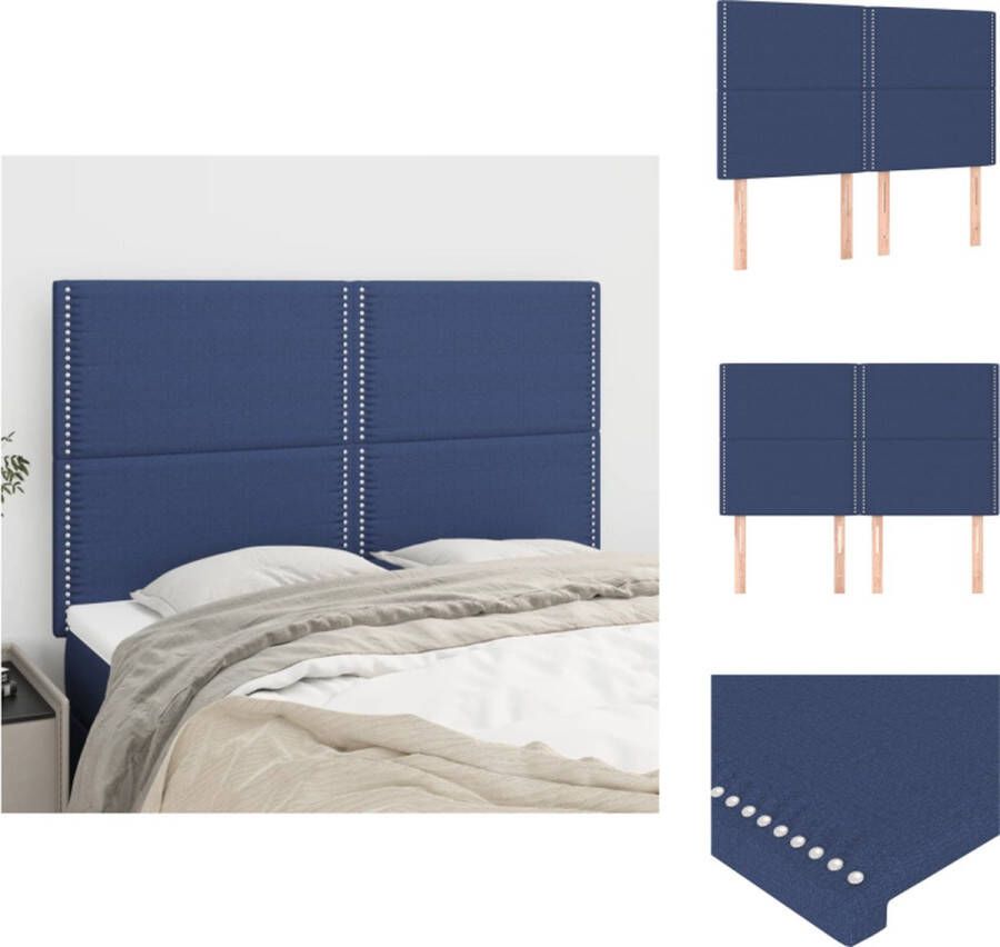 VidaXL Klassiek Hoofdbord Blauw 144 x 5 x 118 128 cm Stijlvol Design Stevige Poten Verstelbare Hoogte Comfortabele Ondersteuning Elegante Klinknagelranden Bedonderdeel