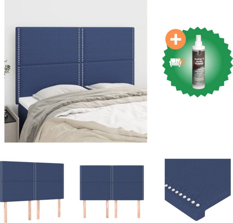 VidaXL Klassiek Hoofdbord Blauw 144 x 5 x 118 128 cm Stijlvol Design Stevige Poten Verstelbare Hoogte Comfortabele Ondersteuning Elegante Klinknagelranden Bedonderdeel Inclusief Reiniger