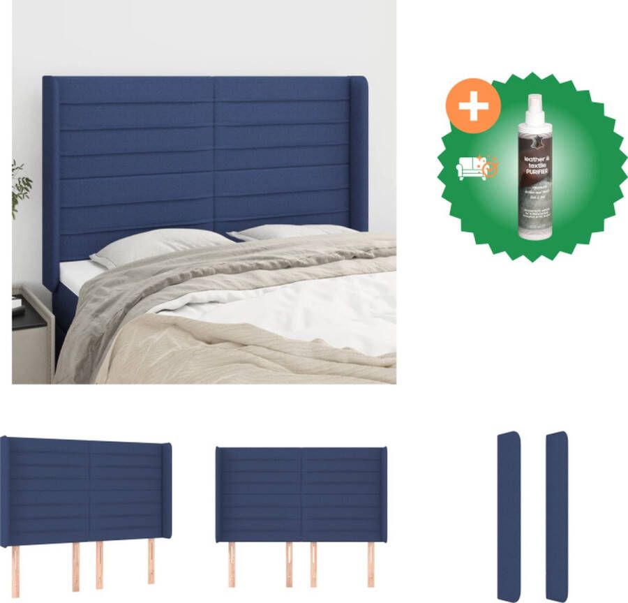 VidaXL Klassiek Hoofdbord Blauw 147x16x118 128 cm Ademend en Duurzaam Bedonderdeel Inclusief Reiniger