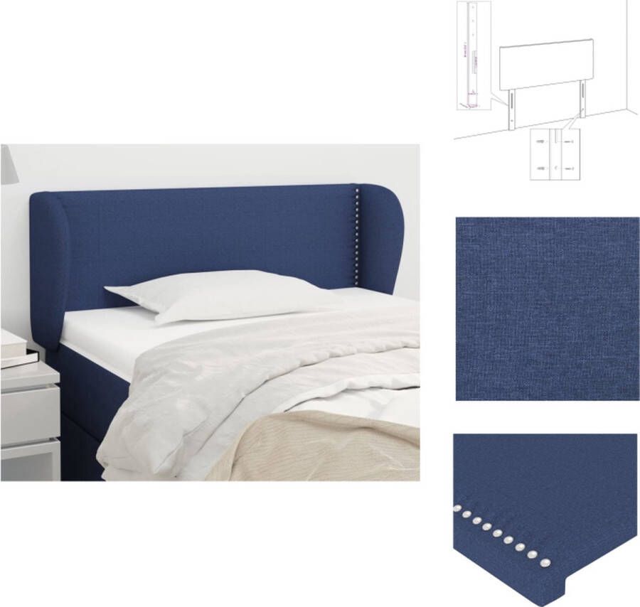 VidaXL Klassiek Hoofdbord Blauw 83x23x78 88 cm Duurzaam Materiaal Verstelbare Hoogte Stevige Poten Bedonderdeel - Foto 2