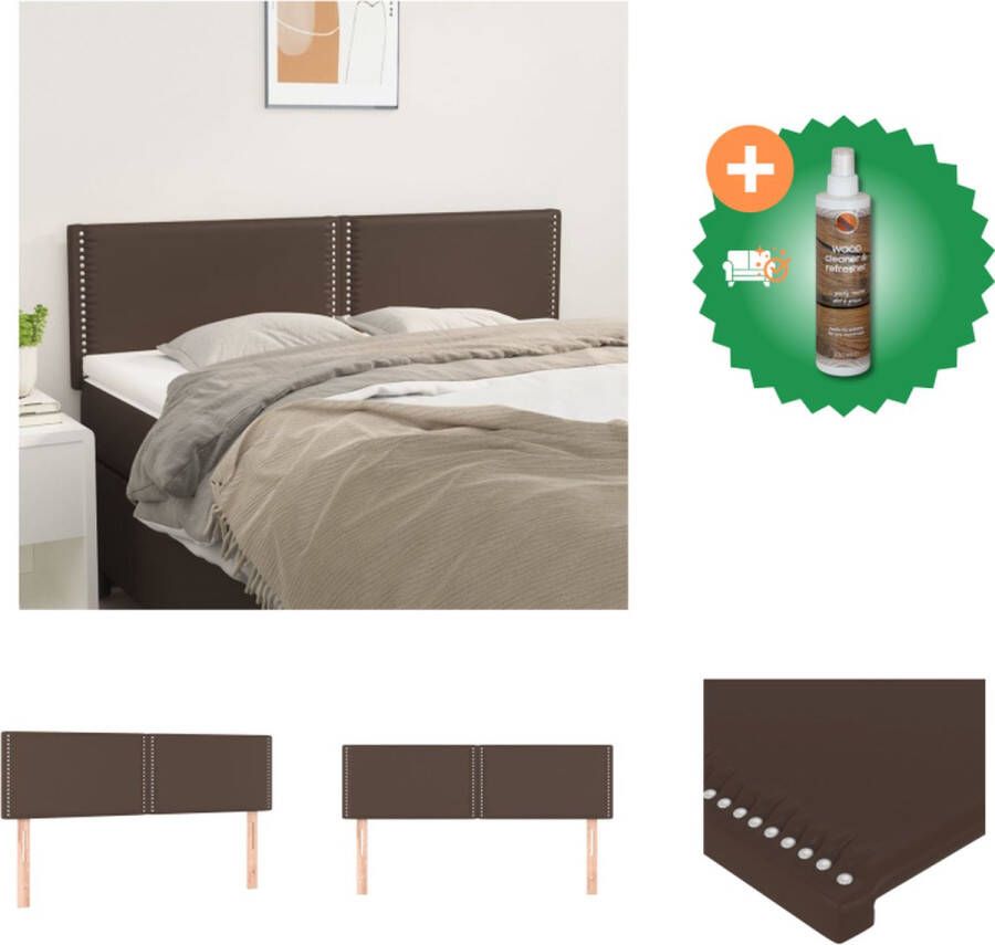 VidaXL Klassiek hoofdbord Bruin 144 x 5 x 78 88 cm Duurzaam kunstleer Bedonderdeel Inclusief Houtreiniger en verfrisser