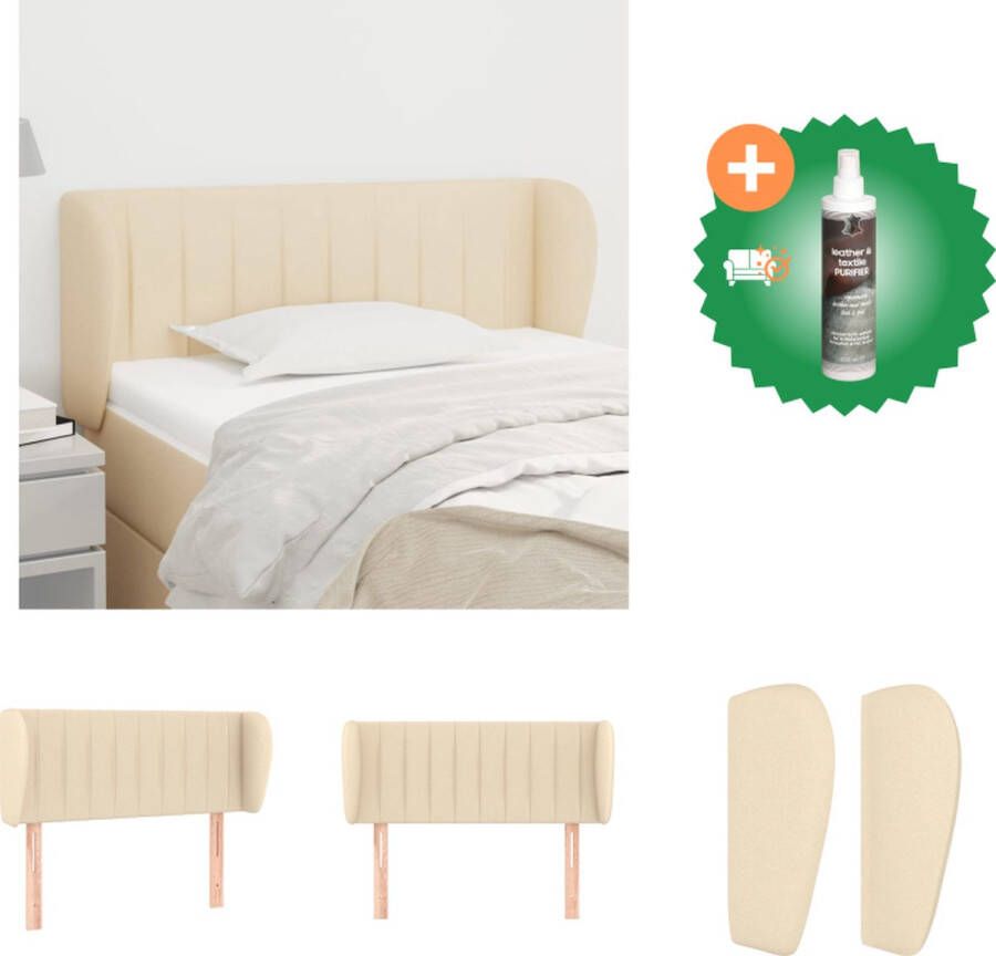 VidaXL Hoofdbord Hoofdeind en rand 103 x 23 x 78 88 cm Crème stof Verstelbare hoogte Bedonderdeel Inclusief Reiniger