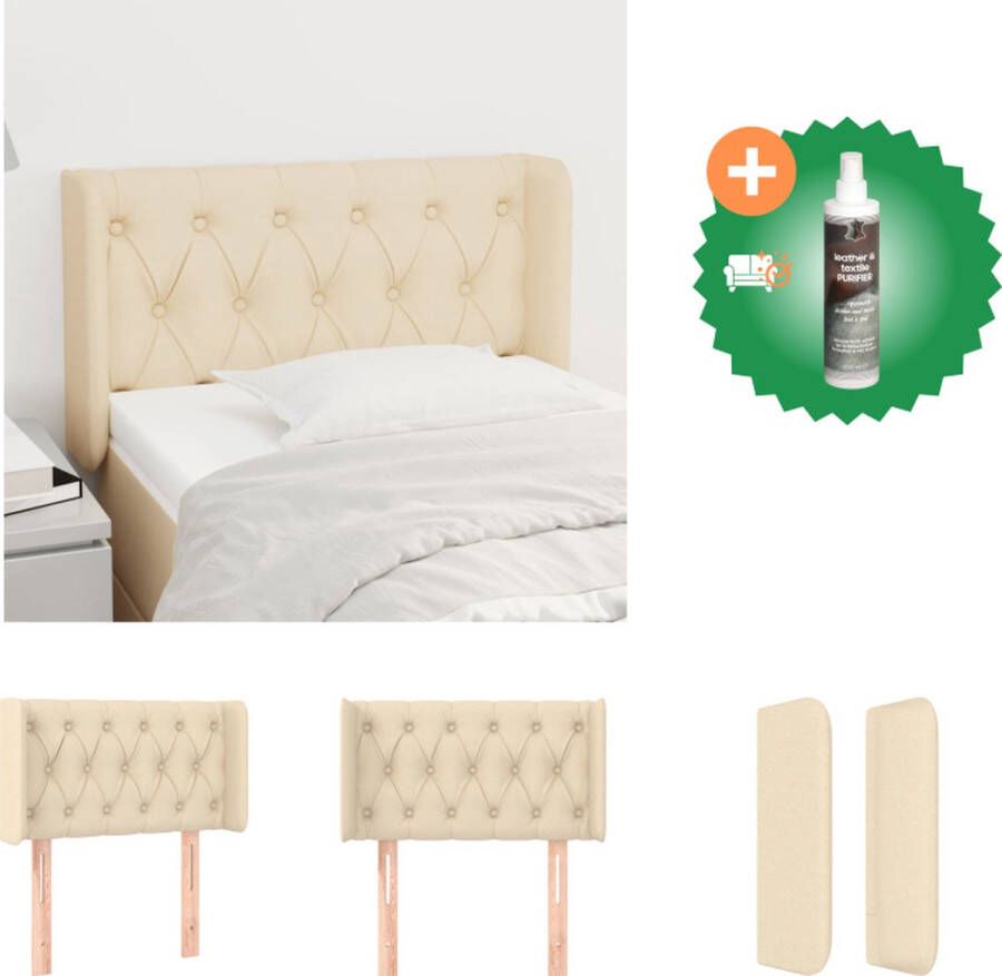 VidaXL Klassiek hoofdbord crème verstelbare hoogte ademend en duurzaam stevige poten comfortabele ondersteuning 83x16x78 88cm Bedonderdeel Inclusief Reiniger
