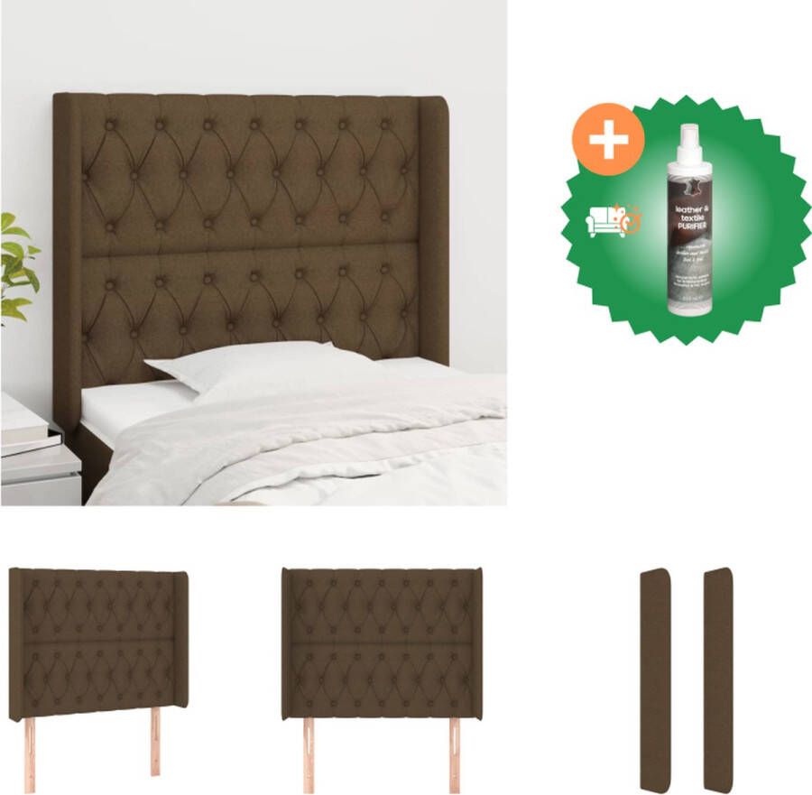 VidaXL Hoofdbord Hoofdeind en rand Donkerbruin 103x16x118 128 cm Duurzaam materiaal Bedonderdeel Inclusief Reiniger