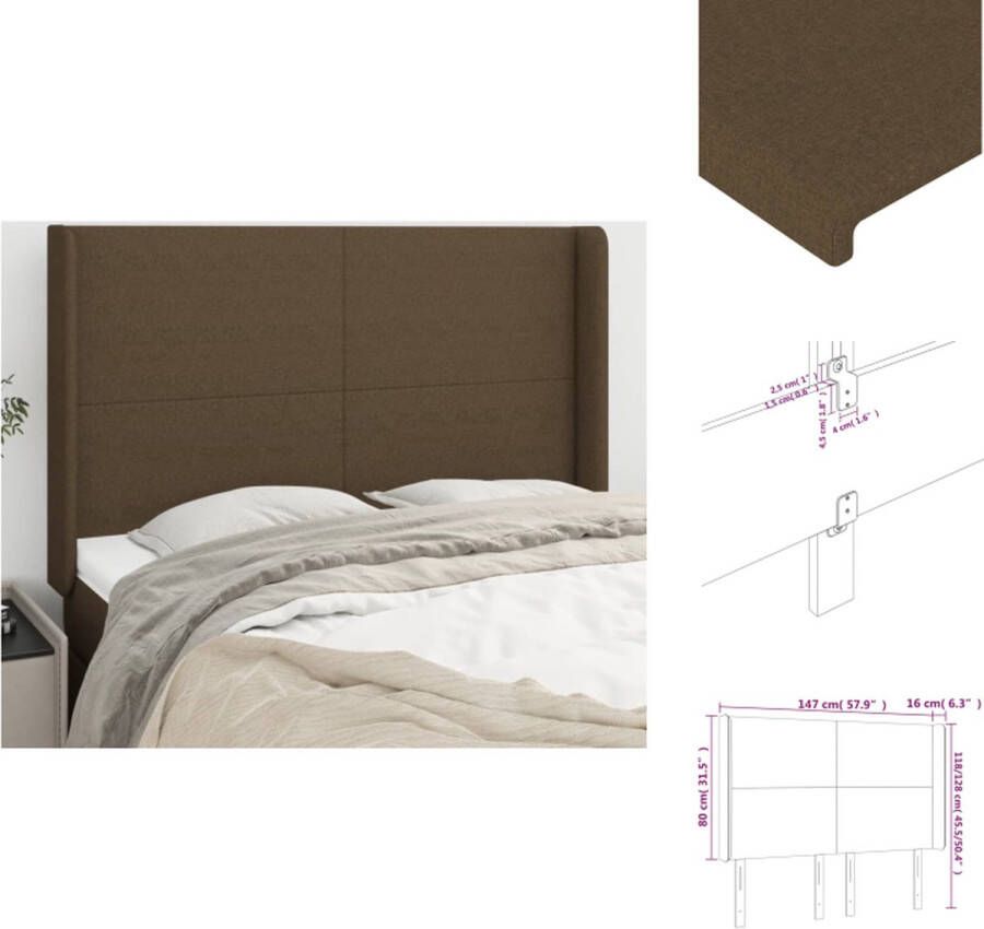 VidaXL Hoofdeind Donkerbruin 147x16x118 128 cm Trendy Duurzaam Hoofdbord met Verstelbare Hoogte en Stevige Poten Bedonderdeel - Foto 5