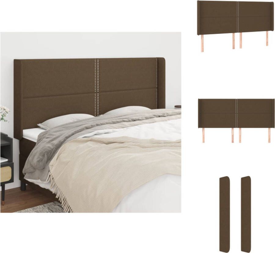 VidaXL Klassiek Hoofdbord Donkerbruin 203x16x118 128cm Duurzaam materiaal Stevige poten Verstelbare hoogte Bedonderdeel - Foto 2