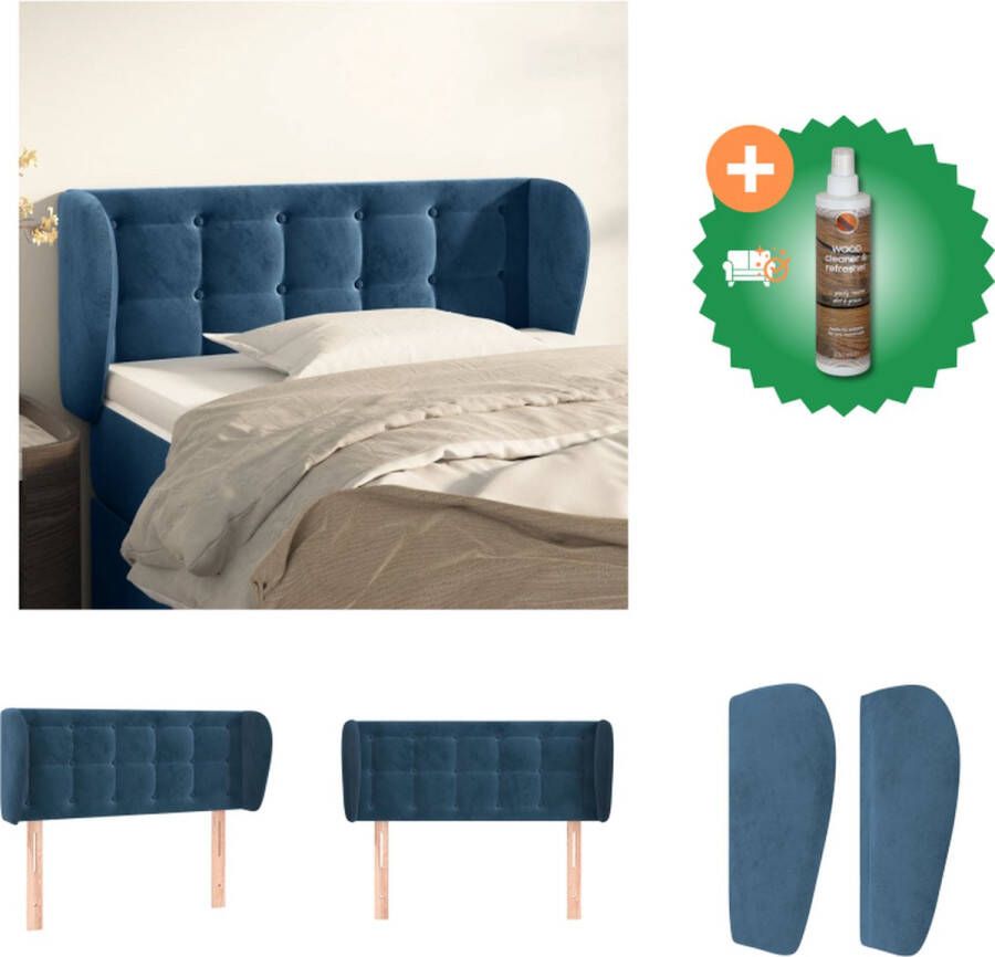 VidaXL Klassiek Hoofdbord Fluweel Stevige Poten Verstelbare Hoogte Comfortabele Ondersteuning Donkerblauw Bedonderdeel Inclusief Houtreiniger en verfrisser