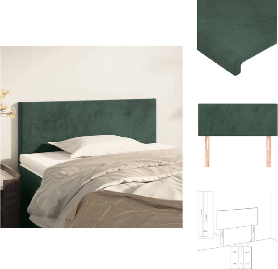 VidaXL Hoofdbord Zacht fluweel Stevige en stabiele poten Verstelbare hoogte Comfortabele ondersteuning Donkergroen 100 x 5 x 78 88 cm Bedonderdeel - Foto 2