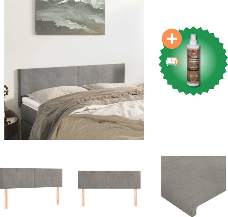 VidaXL Klassiek Hoofdbord Fluweel Stevige Poten Verstelbare Hoogte Comfortabele Ondersteuning Lichtgrijs 144x5x78 88cm Bedonderdeel Inclusief Houtreiniger en verfrisser