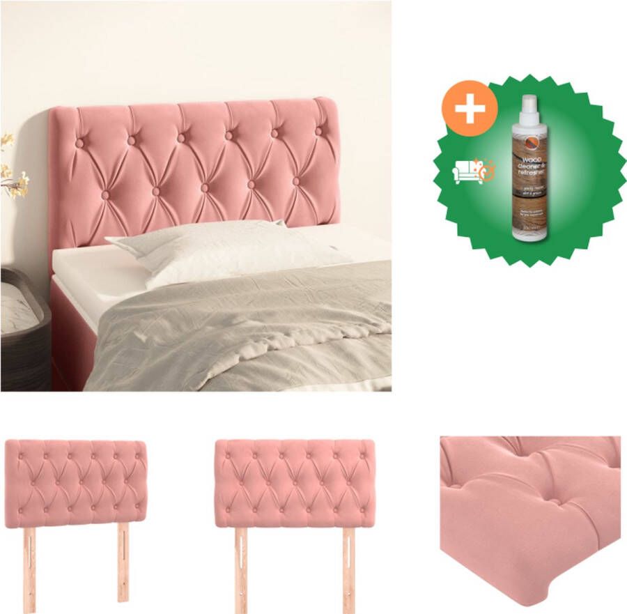 VidaXL Klassiek Hoofdbord Fluweel Stevige poten Verstelbare hoogte Comfortabele ondersteuning Roze 80 x 7 x 78 88 cm Bedonderdeel Inclusief Houtreiniger en verfrisser - Foto 2