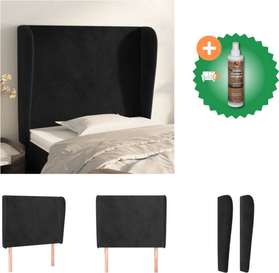 VidaXL Klassiek Hoofdbord fluweel verstelbare hoogte stevige en stabiele poten comfortabele ondersteuning zwart 103 x 23 x 118 128 cm Bedonderdeel Inclusief Houtreiniger en verfrisser