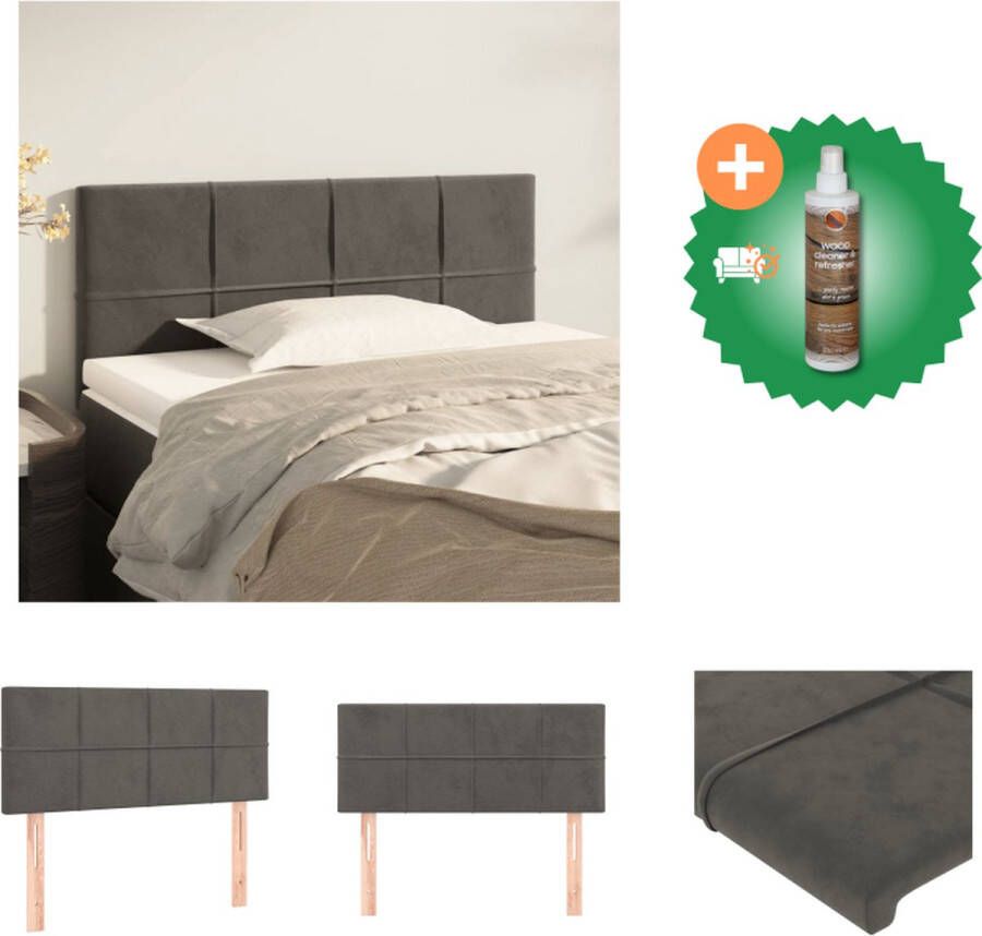 VidaXL Klassiek Hoofdbord Fluwelen Stof Stevige Poten Verstelbare Hoogte Comfortabele Ondersteuning Donkergrijs 90x5x78 88 cm Bedonderdeel Inclusief Houtreiniger en verfrisser