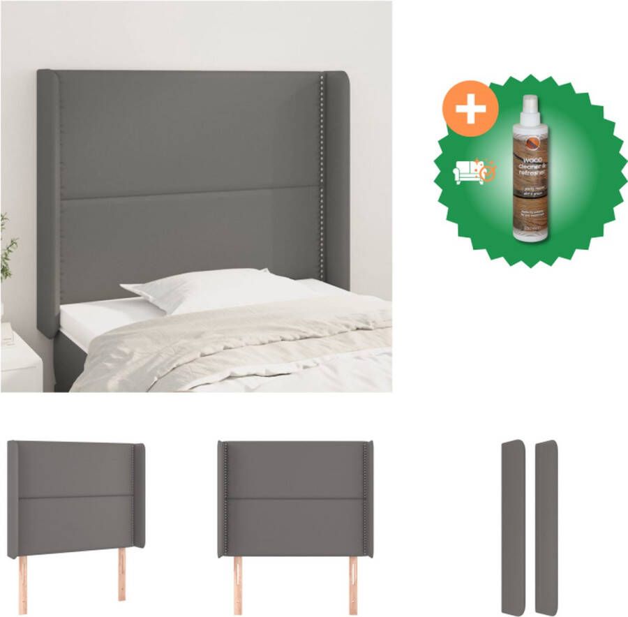 VidaXL Klassiek Hoofdbord Grijs Kunstleer 83x16x118 128 cm Duurzaam materiaal verstelbare hoogte Bedonderdeel Inclusief Houtreiniger en verfrisser