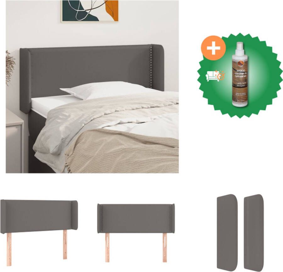 VidaXL Hoofdbord Grijs Kunstleer Verstelbare Hoogte Stevige Poten Comfortabele Ondersteuning Bedonderdeel Inclusief Houtreiniger en verfrisser