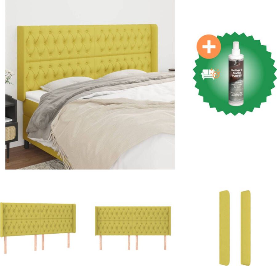 VidaXL Klassiek Hoofdbord Groen 203 x 16 x 118 128 cm Ademende en Duurzame Stof Bedonderdeel Inclusief Reiniger