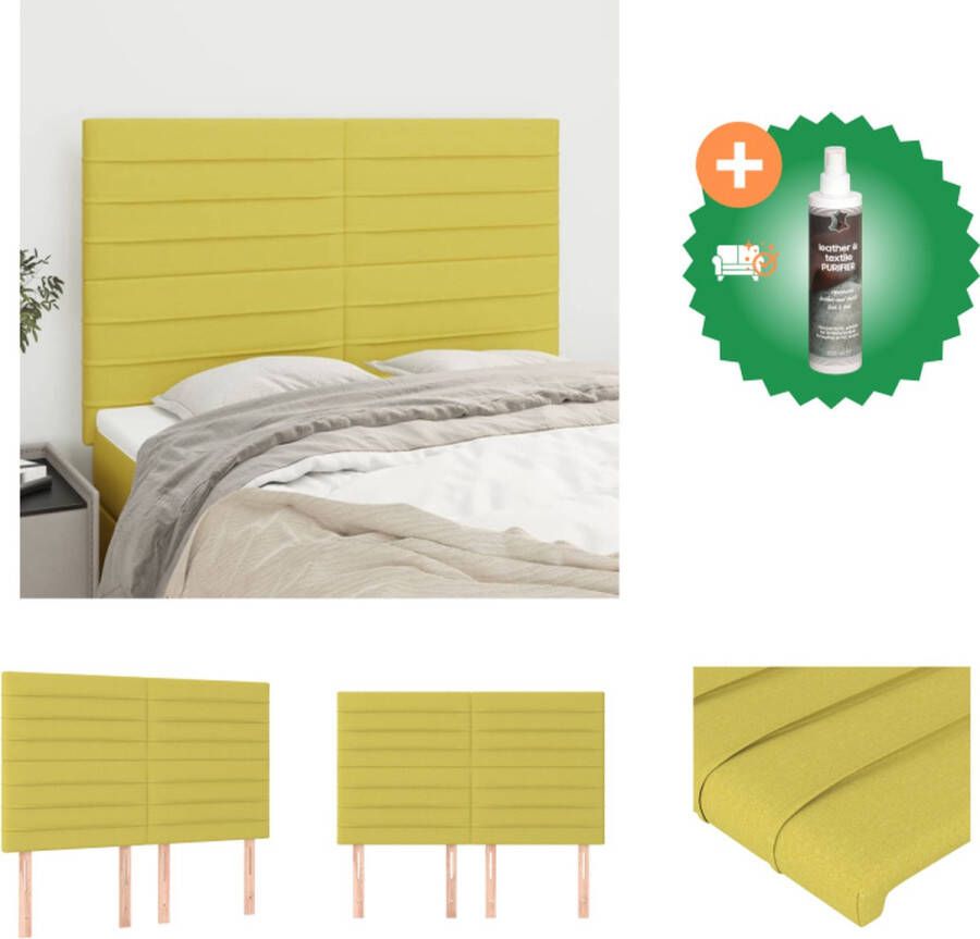 VidaXL Klassiek Hoofdbord Groen Stof Verstelbare Hoogte Stevige Houten Poten Comfortabele Ondersteuning Bedonderdeel Inclusief Reiniger