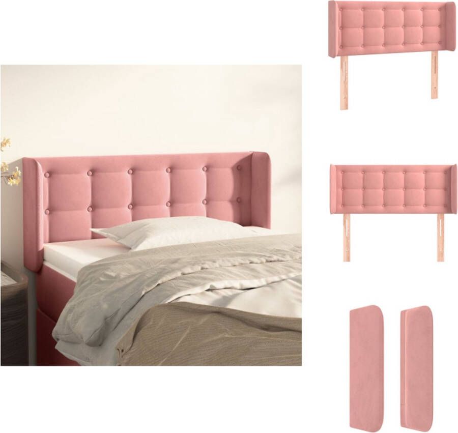 vidaXL Klassiek Hoofdbord Hoofdeind en Rand 103 x 16 x 78 88 cm Roze Velvet Bedonderdeel