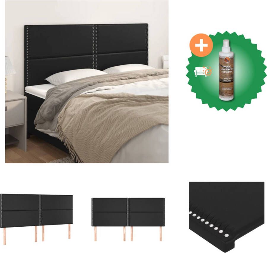 VidaXL Klassiek Hoofdbord Kunstleer Verstelbaar Zwart 180x118 128 cm Bedonderdeel Inclusief Houtreiniger en verfrisser