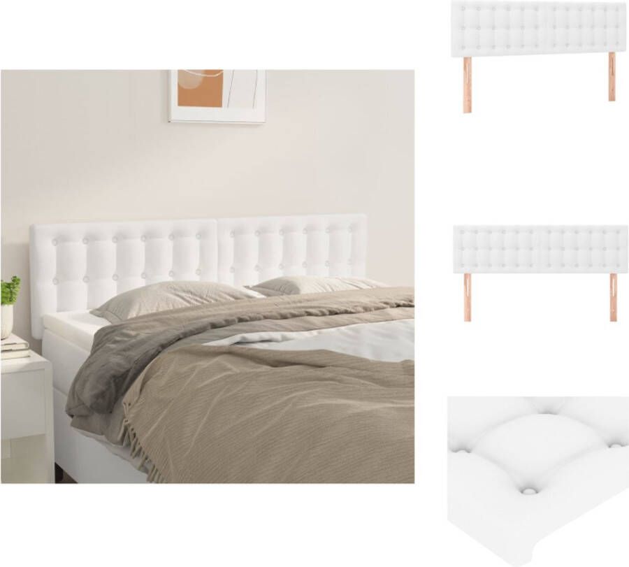 VidaXL Klassiek Hoofdbord Kunstleer Verstelbare Hoogte Stevige Poten Comfortabele Ondersteuning Elegant Ontwerp Wit 144 x 5 x 78 88 cm Bedonderdeel - Foto 2