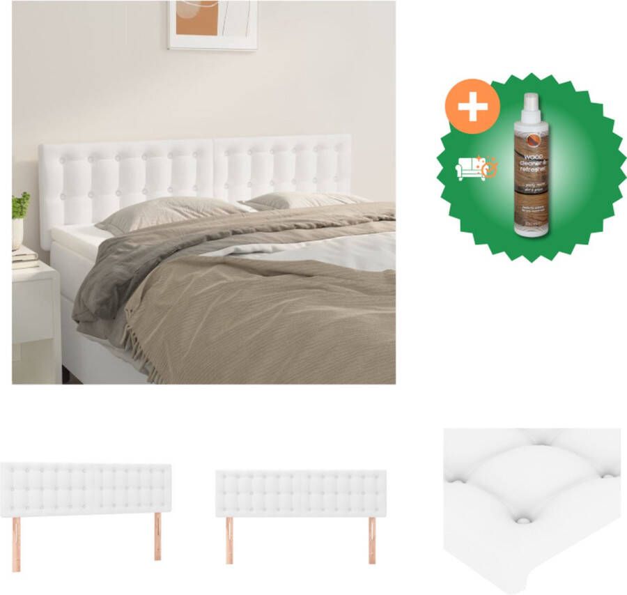 VidaXL Klassiek Hoofdbord Kunstleer Verstelbare Hoogte Stevige Poten Comfortabele Ondersteuning Elegant Ontwerp Wit 144 x 5 x 78 88 cm Bedonderdeel Inclusief Houtreiniger en verfrisser