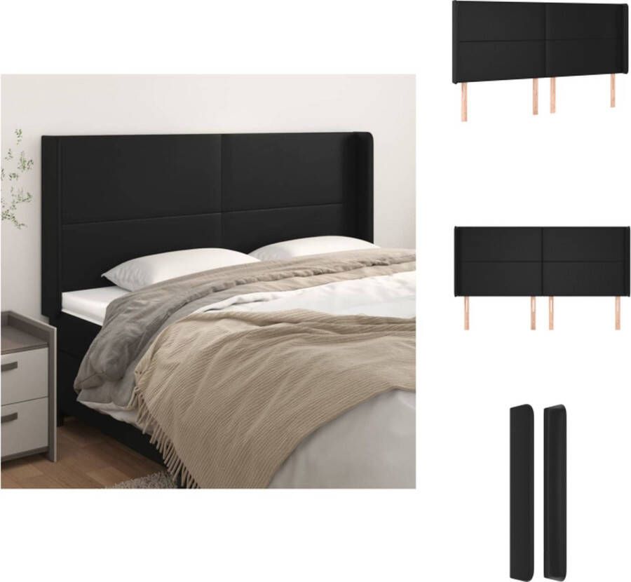 VidaXL Klassiek Hoofdbord Kunstleer Verstelbare Hoogte Stevige Poten Comfortabele Ondersteuning Zwart Bedonderdeel - Foto 1