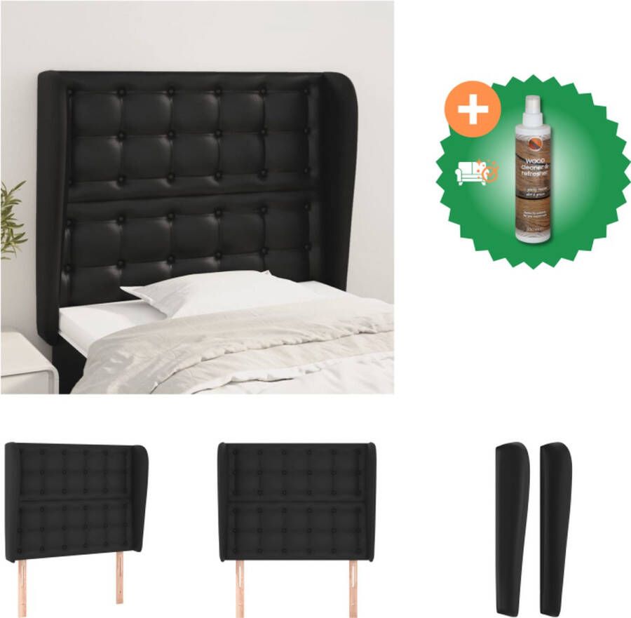 VidaXL Klassiek Hoofdbord Kunstleer Verstelbare Hoogte Zwarte Kleur 103 x 23 x 118 128 cm Bedonderdeel Inclusief Houtreiniger en verfrisser