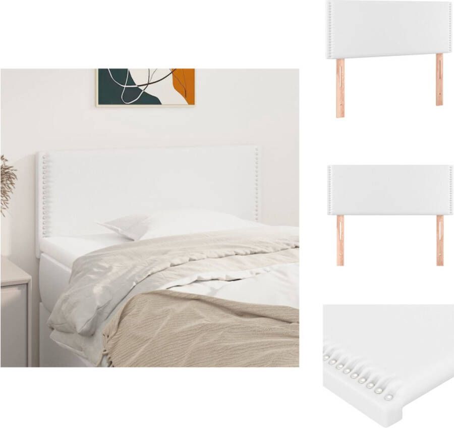 VidaXL Hoofdbord Hoofdborden Hoofdeinde Houten Hoofdbord 100x5x78 88 cm kunstleer wit - Foto 2