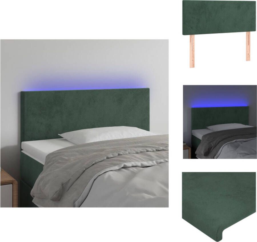 The Living Store Hoofdeind Donkergroen LED-fluwelen stof Verstelbaar Comfortabele ondersteuning Snijdbare LED-strip Montagehandleiding USB-aansluiting Hoofd Bord Led Hoofdbord Bedhoofdbord Velvet Hoofdbord Groen Hoofdbord - Foto 3