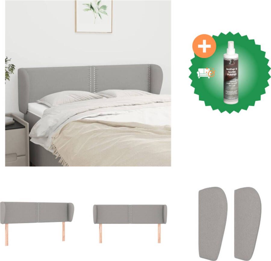 VidaXL Hoofdeind Klassiek Hoofdbord Afmetingen- 147 x 23 x 78 88 cm (B x D x H) Kleur- Lichtgrijs Bedonderdeel Inclusief Reiniger